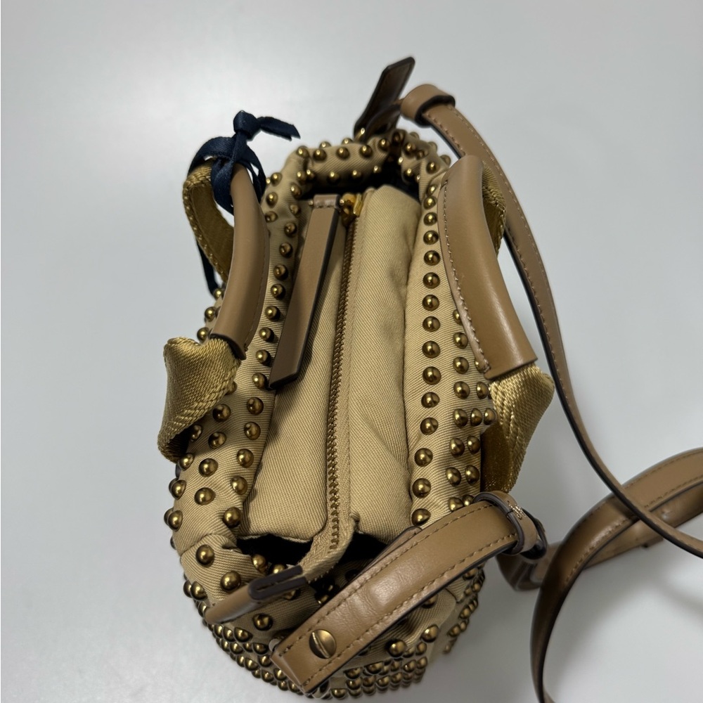 Moncler Micro Caradoc Tote Bag Khaki Gold - Picture 5 of 13
